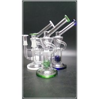 Free shipping Colored Glass Recycler Oil rig glass bongs water pipes with 14.5mm dome and nail