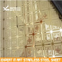 etched champange finish stainless steel decorative sheet for door panel
