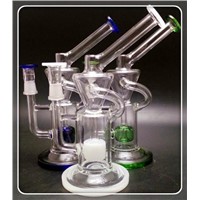 Colored Glass Recycler Oil rig glass bongs water pipes with 14.5mm dome and nail