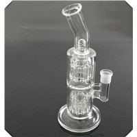Double Fork Filter Glass Bong Glass Pipes High Boron Silicon Water Smoking Pipe