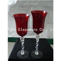 romantic blown glass hurricane, goblet candle holder wholesale