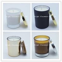 Hot sale new product glass candle jars with metal lid