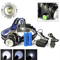 High quality 3 mode xml-t6 waterproof 2000 lumen led rechargeable headlamp headlight (568D)