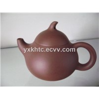 Dark-red enameled pottery teapot