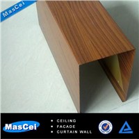 Faux wood U shape aluminum ceiling panel