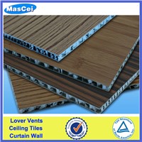 Faux wood metal honeycomb core wall panel