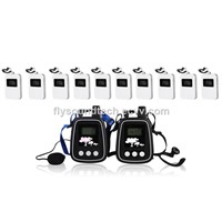 Audio tour guide package(2 pc transmitter+10 pc receivers+Chargers+Acessories)