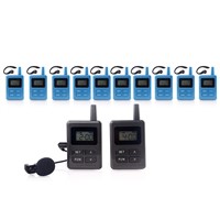 Audio tour guide package(2 pc transmitter+10 pc receivers+Chargers+Acessories)