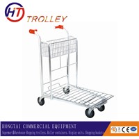 Metal Steel Hand Pushing Heavy Duty PlatformTrolley On Four Wheels