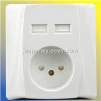 Euro type USB wall socket with dual USB socket with cover---Model No.: YH-NTEU-2USBWC