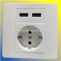 Type F: Euro type wall socket with dual USB socket---Model NO.: YH-EU-2USB