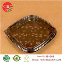 Clear square plastic disposable sushi tray with lid