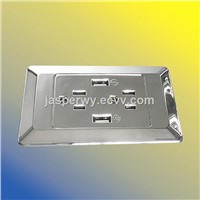 Type B: US type dual wall socket with 2 USB socket---Model No.: YH-2US2USB2A-SILVER