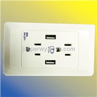 Type B: US type dual wall socket with 2 USB socket----Model No.: YH-2US2USB2A