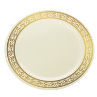 gold/silver rim factory cheapest disposable plastic plate, eco-friendly disposable plastic plate