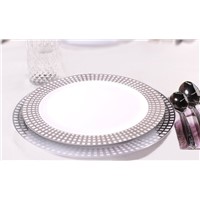 White w/Gold Plastic Plates + Cutlery Set 500 Pieces Wedding