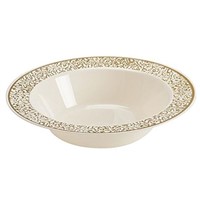 Disposable Round Plastic Bowl With Gold Rim