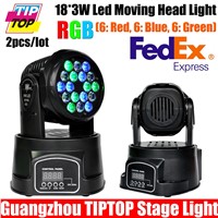 18pcs*3W Mini Led Moving Head Light 70W RGB Single Color Led Moving Head Wash Light 90V-240V