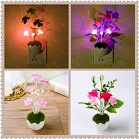 Creative potted bonsai decorative light mushroom Nightlight plug such colorful LED induction lamp