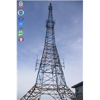 GSM TV broadcast four legged angular steeled galvanized self supporting telecom tower