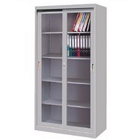 High quality steel bookcase with sliding glass doors