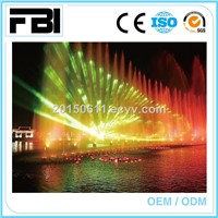 colorful laser show, outdoor fountain, dancing music fountain