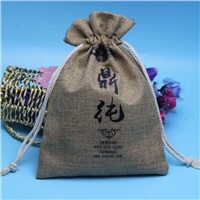 wholesale cheap customized size jute drawstring bag with customzied logo printed