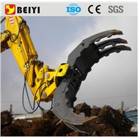 BEIYI hydraulic rotating grapple stone grapple log grab for excavator