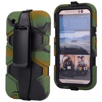 For HTC One M9 Shock Drop Proof Case Hybrid Silicone Armor Cover W/ Belt Swivel Clip Stand HM9C23