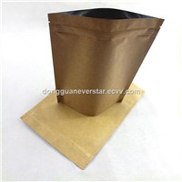 Stand Up Resealable Zipper Kraft Paper Bag With Bottom Gusset