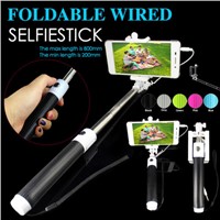Wired Cable Take Pole Self Stick Monopod W/ Remote Shutter Button for iPhone IOS Android SSM01