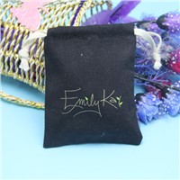 eco natural thick quality black canvas drawstring bag with gold logo printing