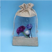 fshion burlap jute bag with window for vanilla packing
