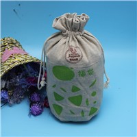 wholesale jute drawstring bottle bag with customzied logo printed