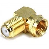 Right Angle Gold Plated F RG6 RG59 Coaxial Coax Connector Adapter