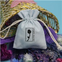 blue color canvas jewelry pouch with drawstring for jerelry packing