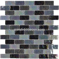 Grey blend iridescent crystal glass mosaic for swimming pool