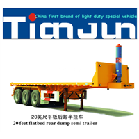 TIANJUN 3 Axle 20ft/40ft Rear Container Dump Flat Bed Trailer