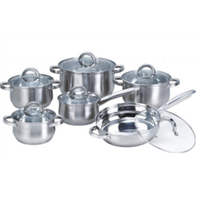 Heim Concept W-001 12-Piece Stainless Steel Cookware Set with Glass Lid  Silver