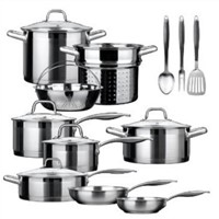 SSIB-17 Duxtop Professional Stainless-steel 17-piece Induction Ready Cookware Set Impact-bonded