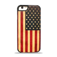wood phone case solid phone protective cord back high quaility Iphone6/6P U.S. Flag