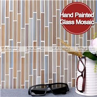 MM Mosaic 15x120mm strip hand painted iridescent glass mosaic tile