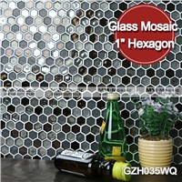 MM Mosaic gray blend 1" hexagon glass mosaic wall tile