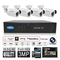 LS Vision 4 Channel POE Network Video Recorder Nvr System Kit with 4pcs IR Bullet Camera