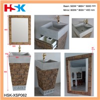 Resin Sculpture Square Bathroom Vanity with 1 Drawer and Makeup Mirror