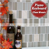 MM Mosaic piano keyboard pattern glass stone mix mosaic