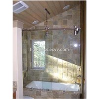 Frameless complete sliding glass enclosed shower enclosure room