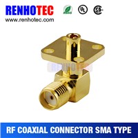 China Suppliers SMA Right Angle Female 4 Hole Flange Crimp Electronic Coaxial Cable SMA Connectors