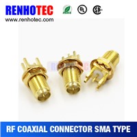 Straight SMA Female Crimp Electronic Coaxial PCB Mount SMA Connectors