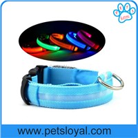 Nylon Pet LED Dog Collar Night Safety LED Light-up dog Collars wholesale